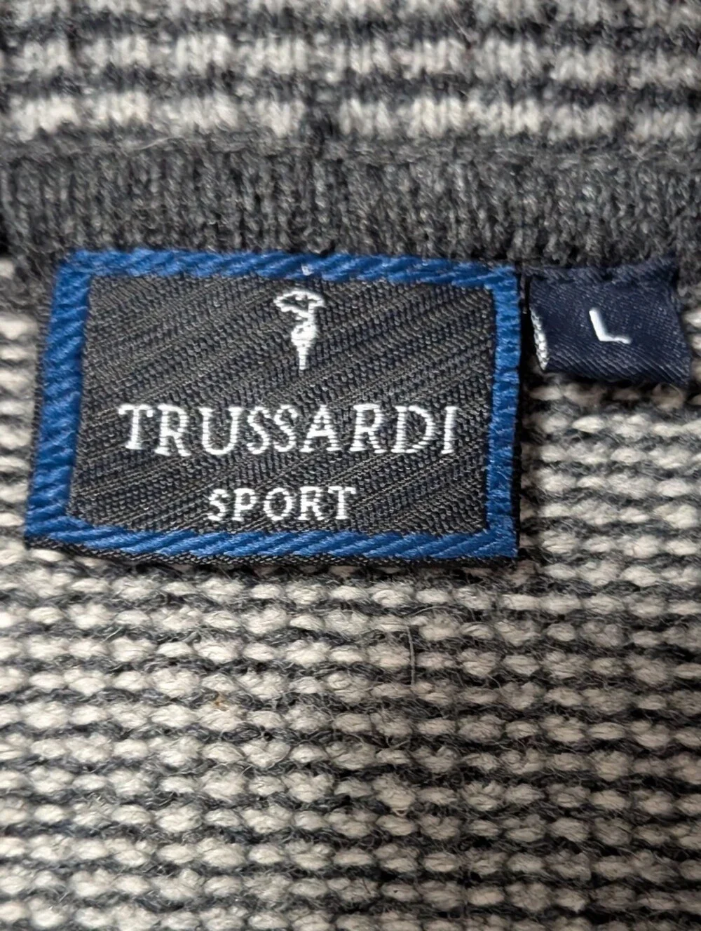 VTG 90s Trussardi Sport Knit Wool Blend Quarter Zip Sweater Elbow Patches Men L
